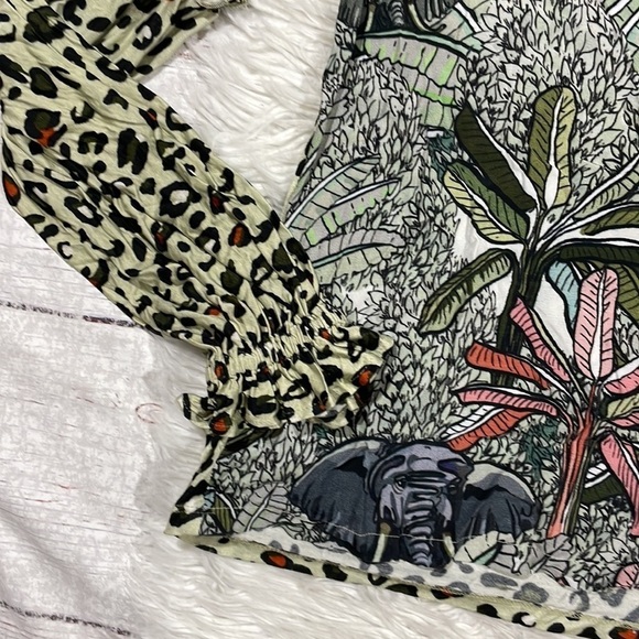 Anthropologie Bl^nk London Elephant Safari Sibley V Neck Blouse - Picture 5 of 11